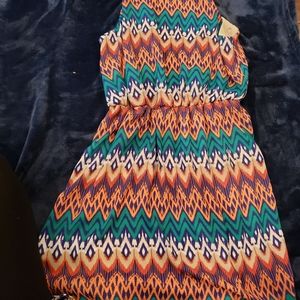 Blue Rain Geometric Pattern Mini Dress - Medium